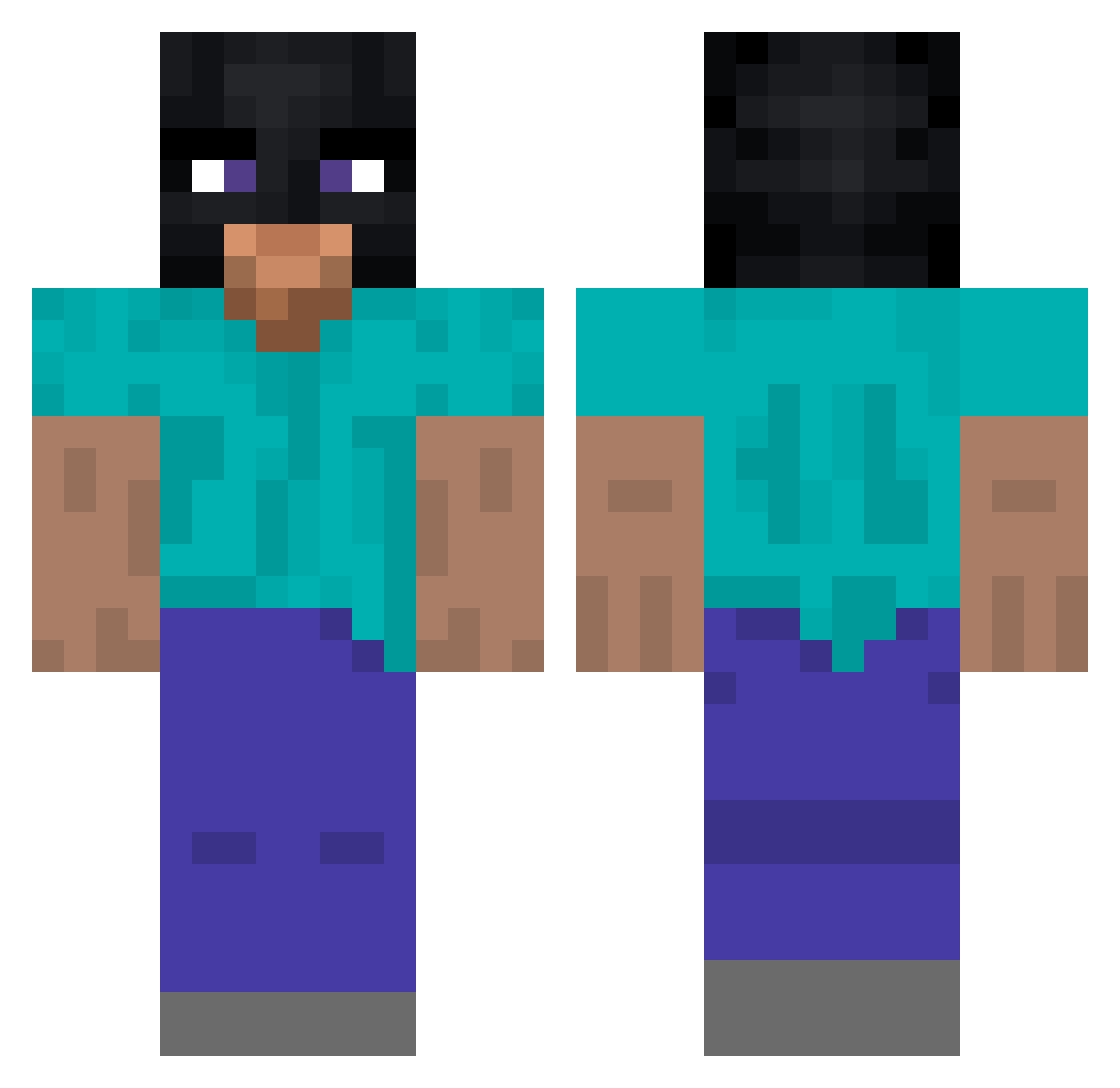 pcsy Minecraft skin, front and back view