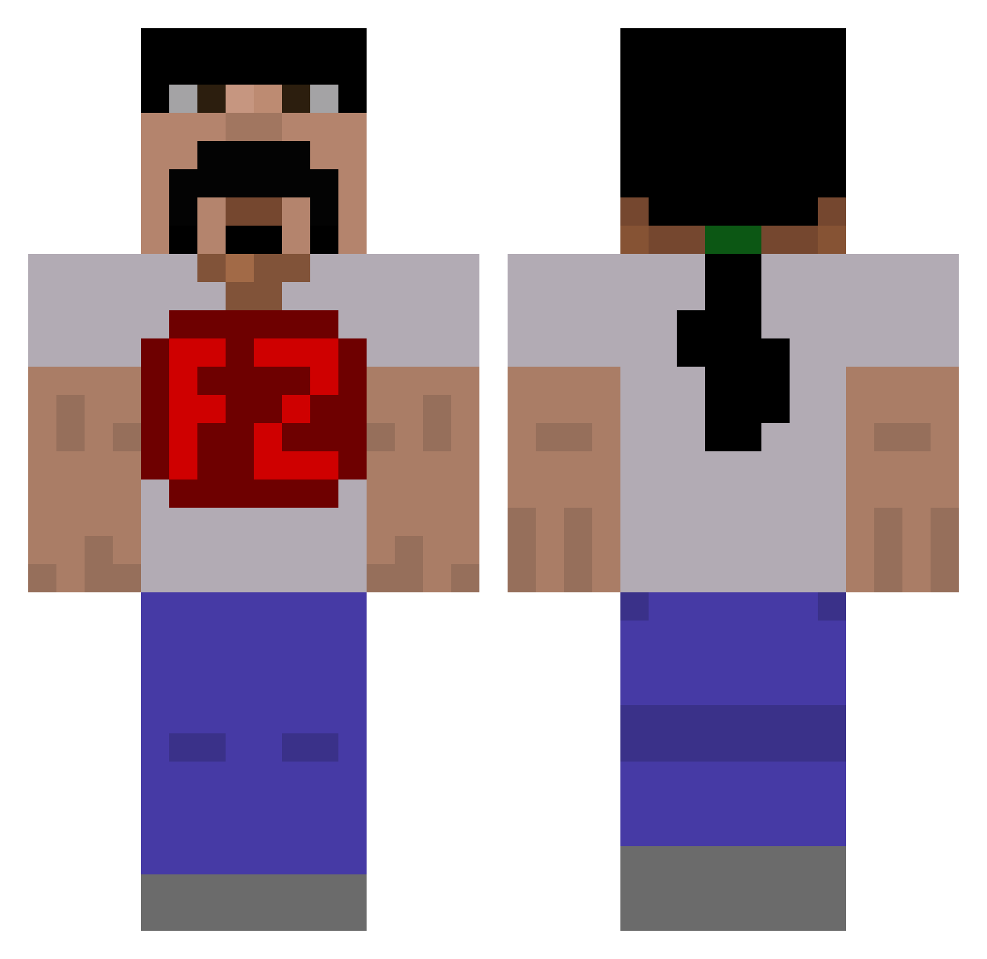 gauq Minecraft skin, front and back view