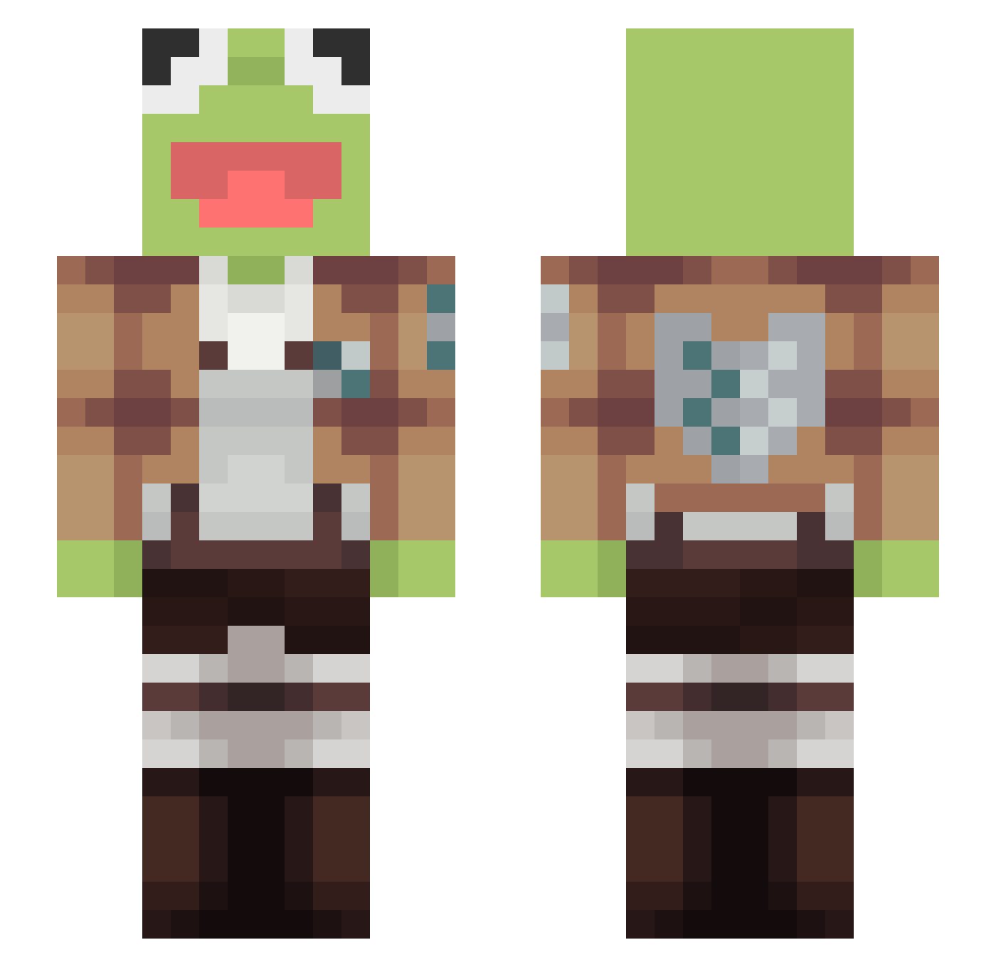 moustacous Minecraft skin, front and back view