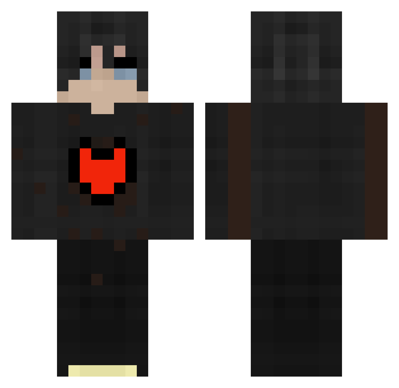 ProfBana Minecraft skin, front and back view