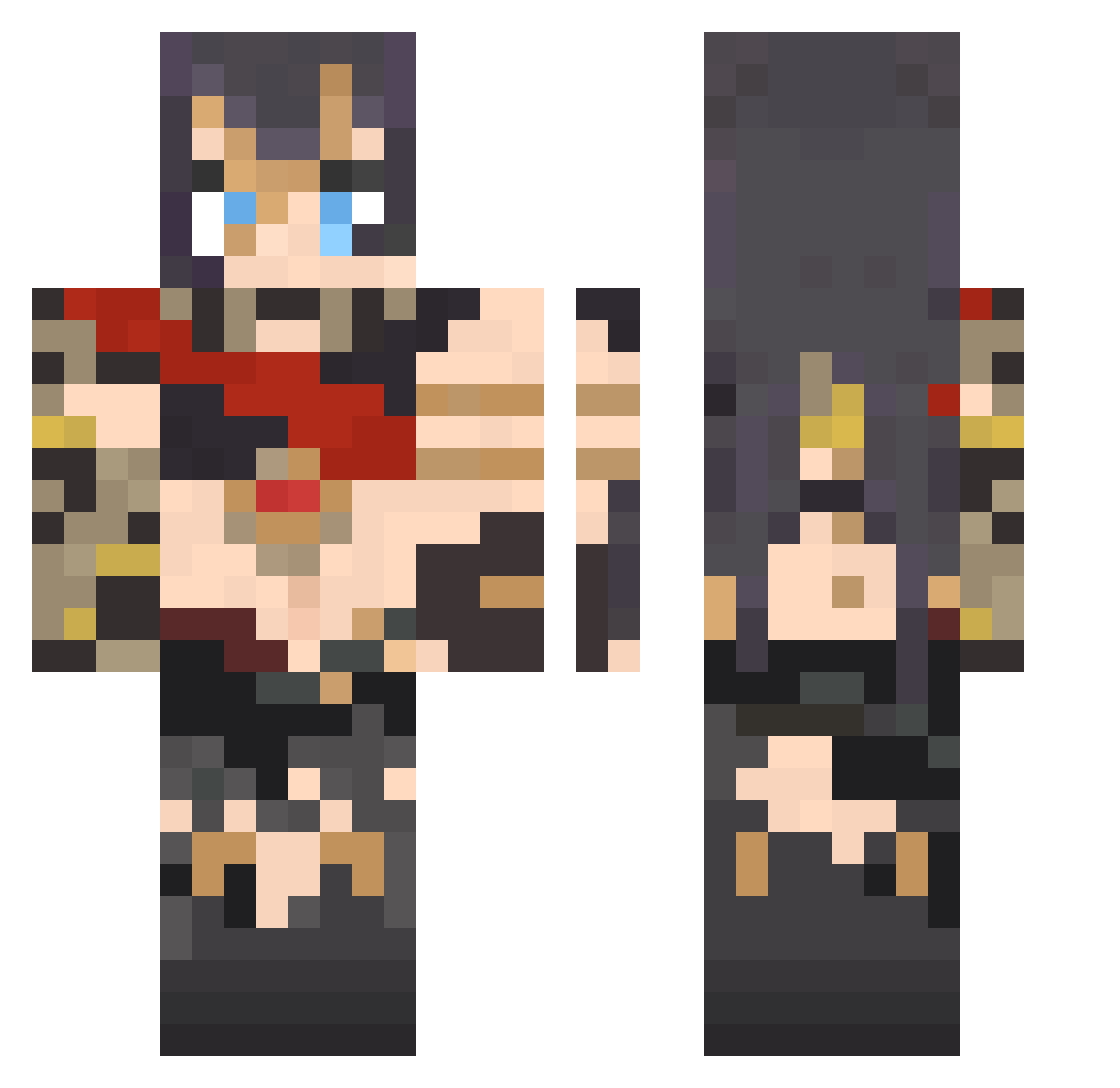 ExoticAshes Minecraft skin, front and back view