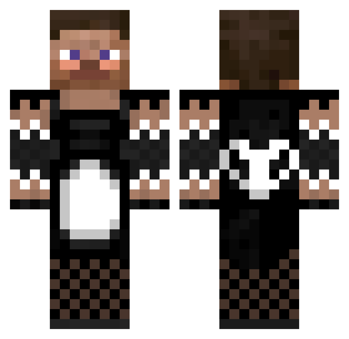 PottedPots Minecraft skin, front and back view