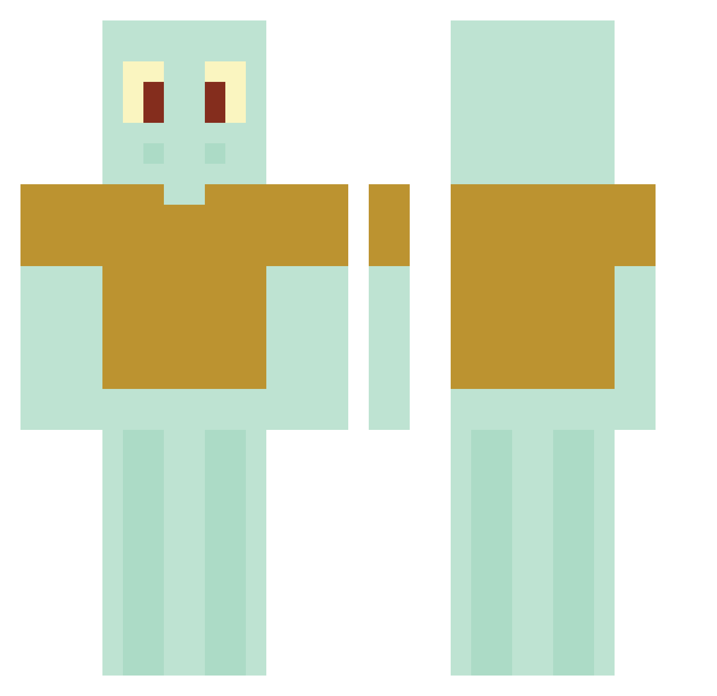 184_X Minecraft skin, front and back view