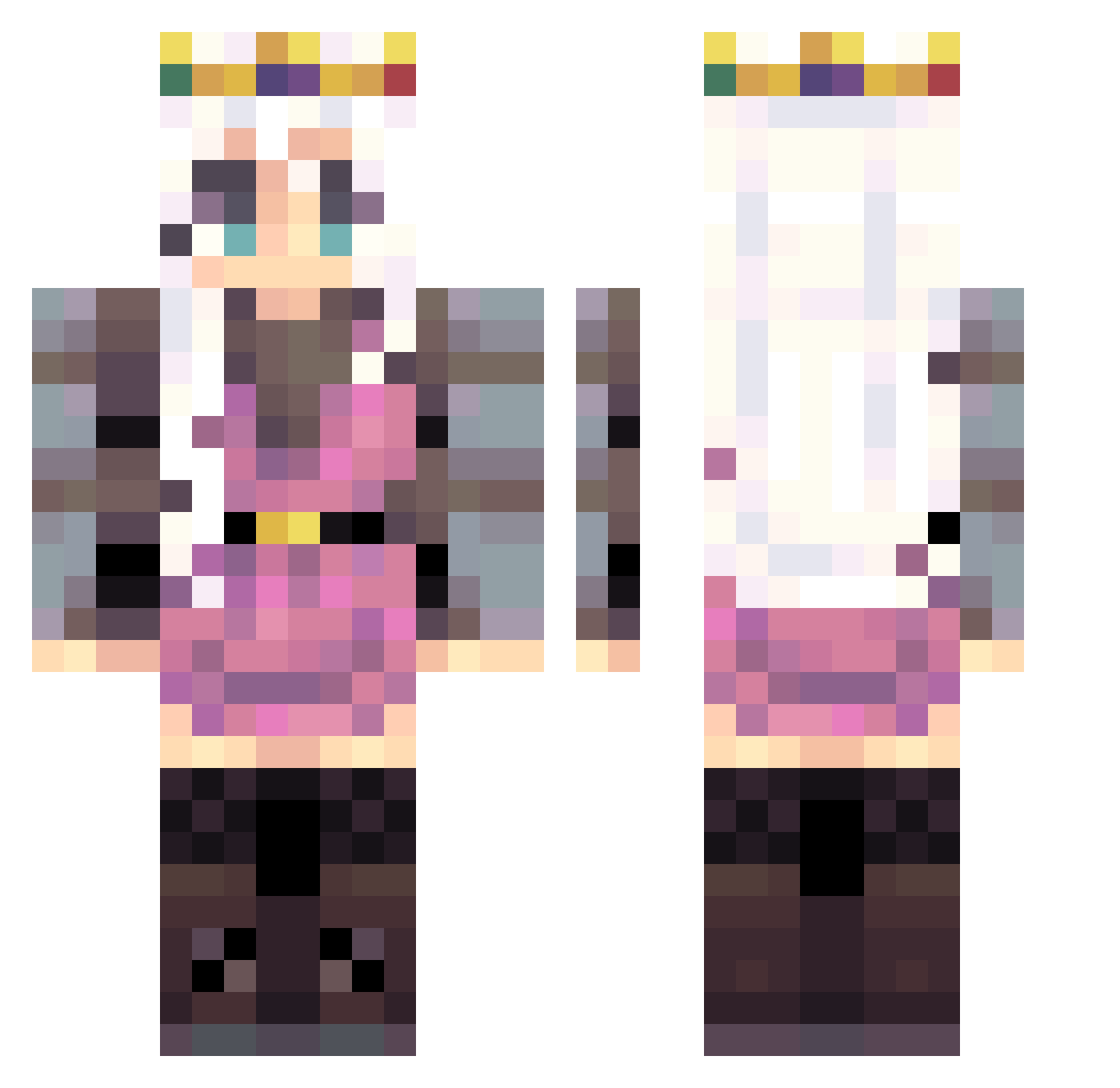 ActuallyGwen Minecraft skin, front and back view