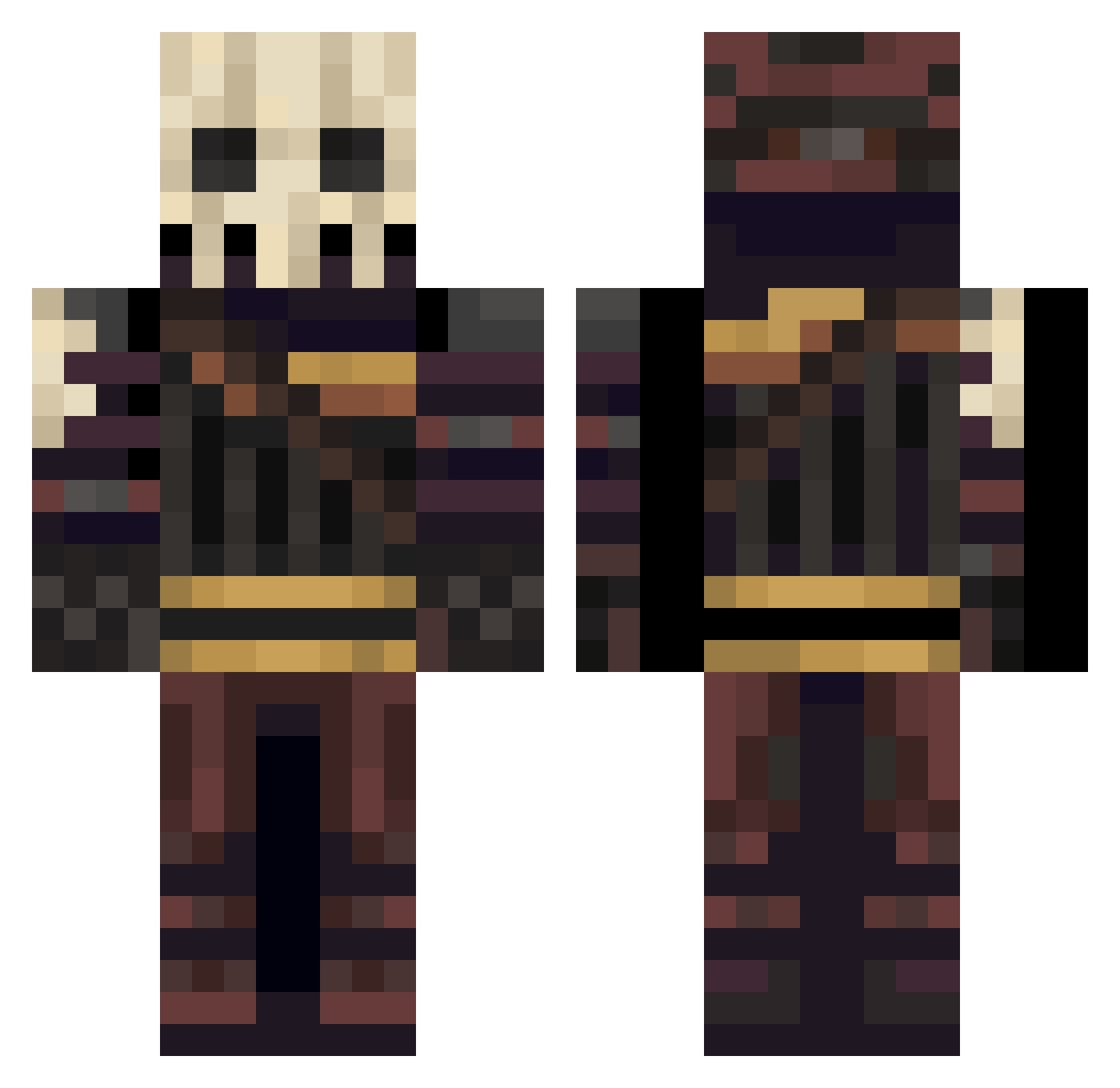 Sushibro69420 Minecraft skin, front and back view