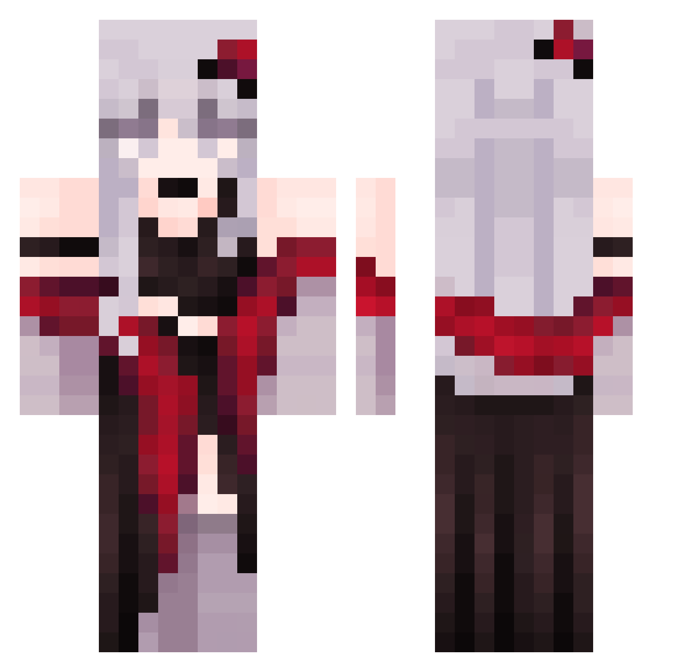 Cupiddb Minecraft skin, front and back view