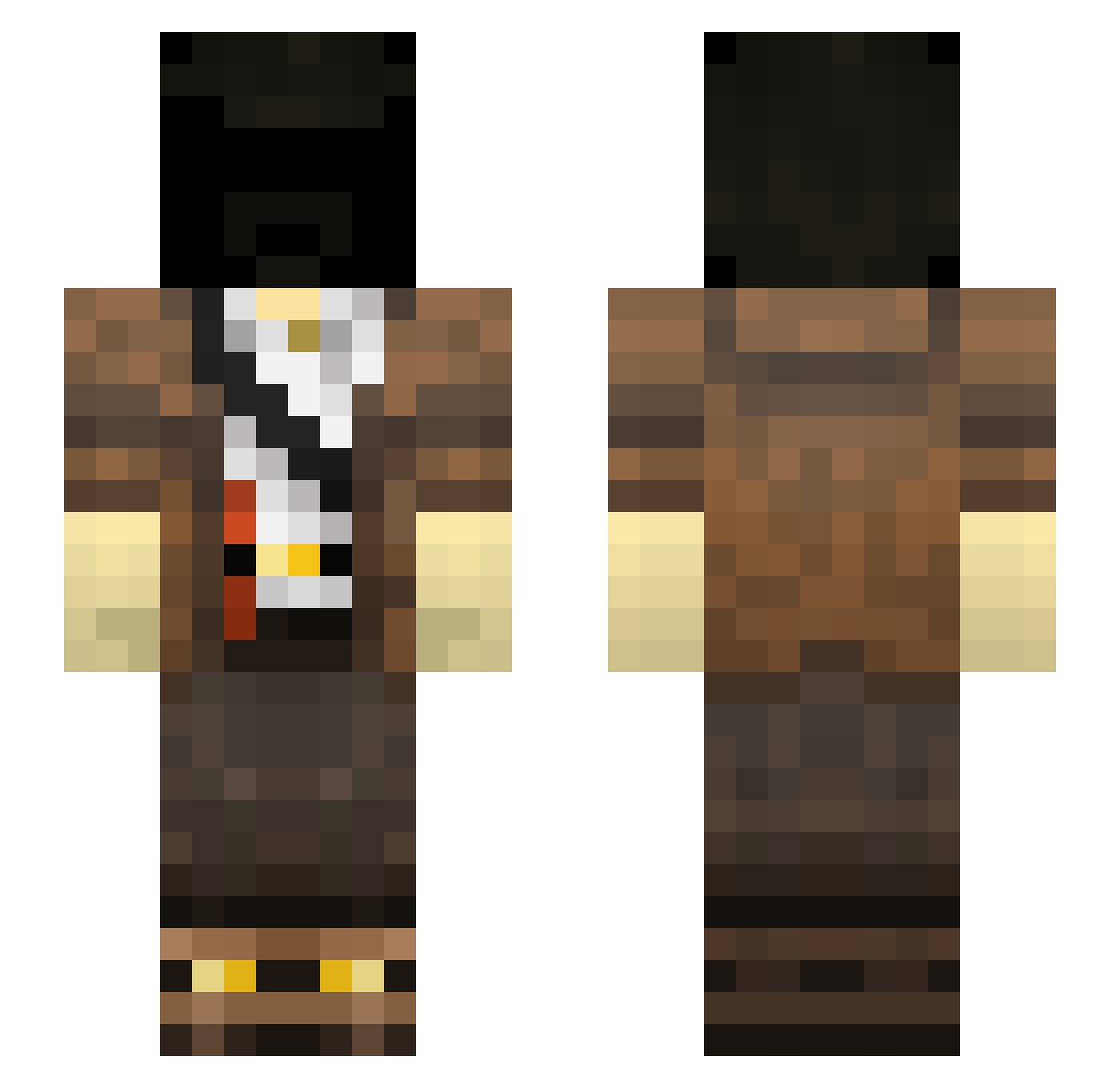 Blackmagicpro Minecraft skin, front and back view