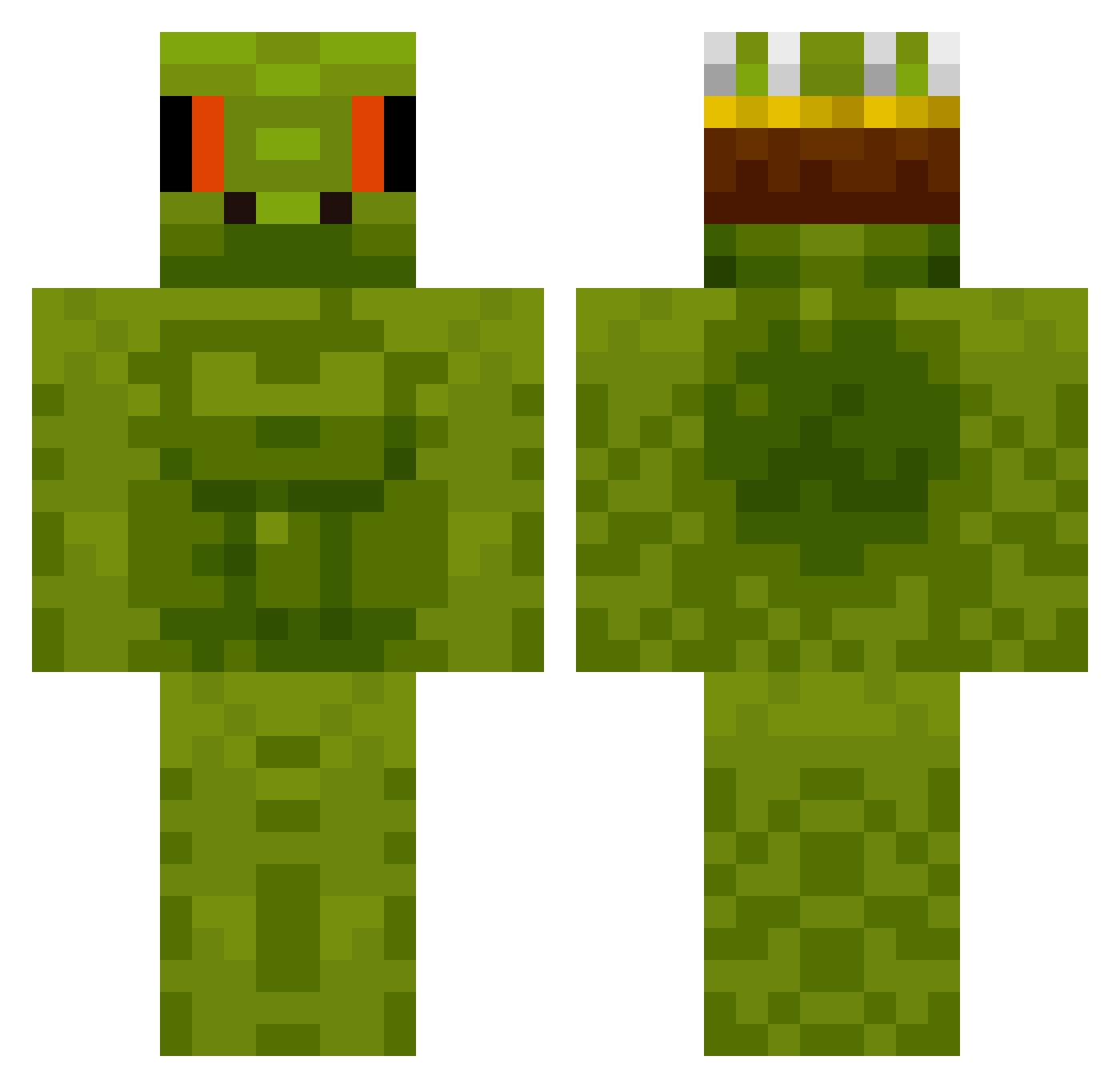 Saurians Minecraft skin, front and back view