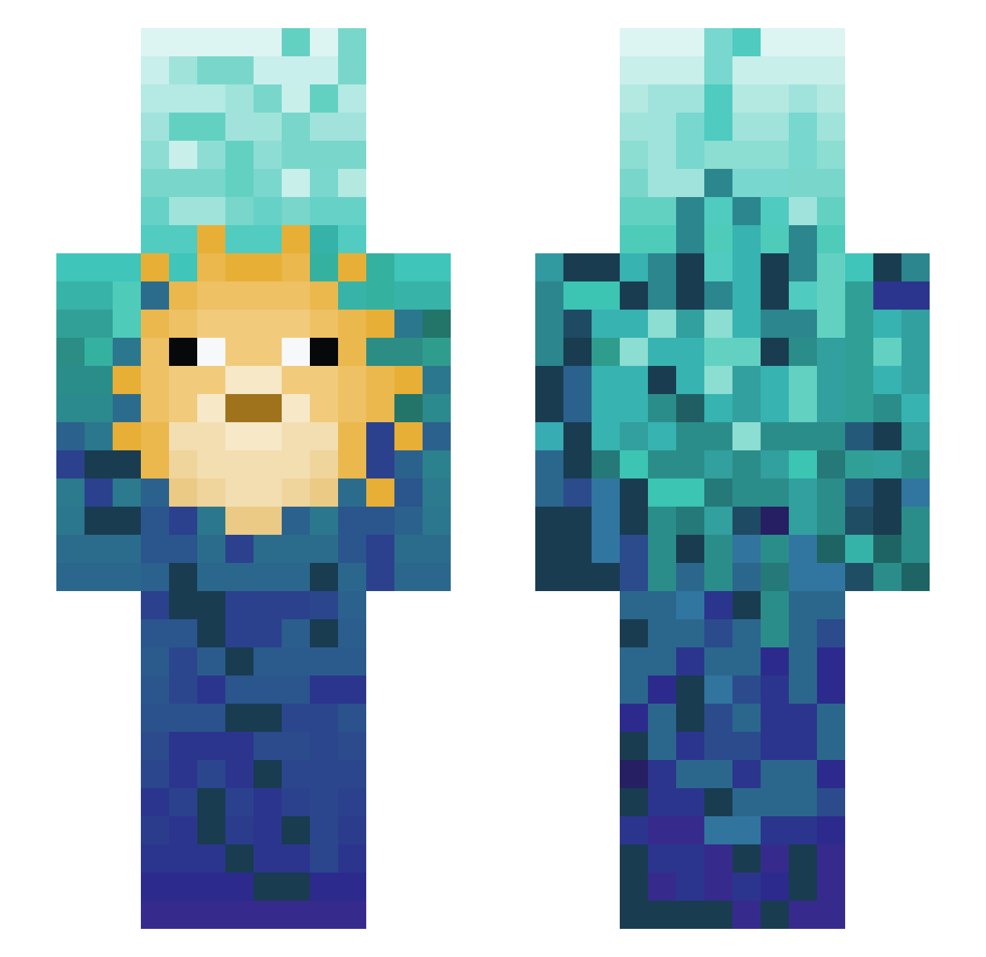 pufller Minecraft skin, front and back view