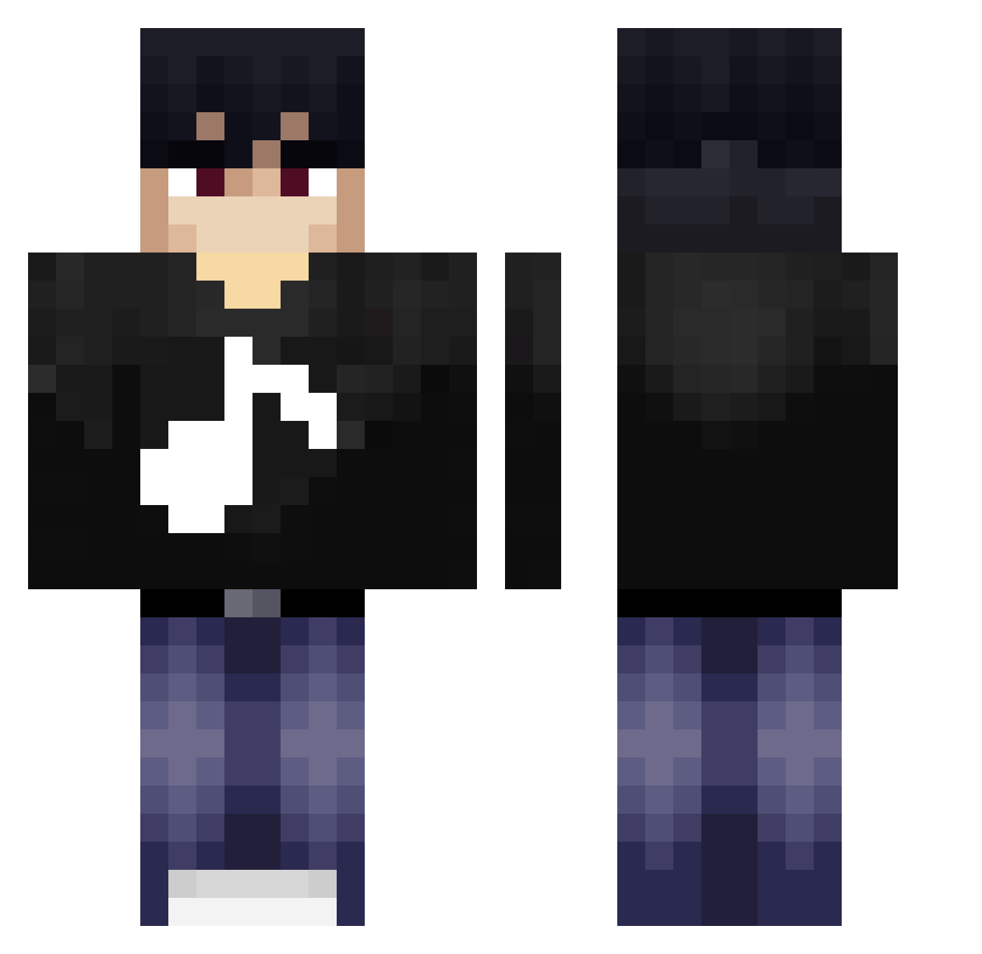 zNqtix Minecraft skin, front and back view