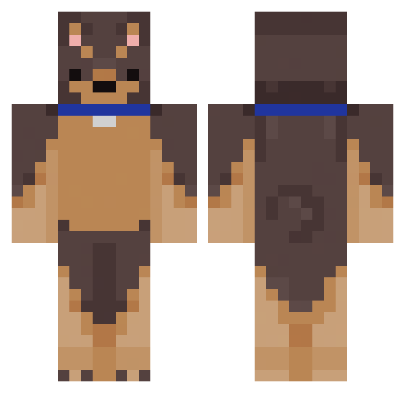 canines Minecraft skin, front and back view