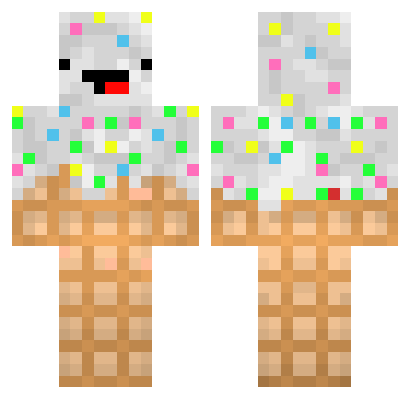 AreYouCookieLoL Minecraft skin, front and back view