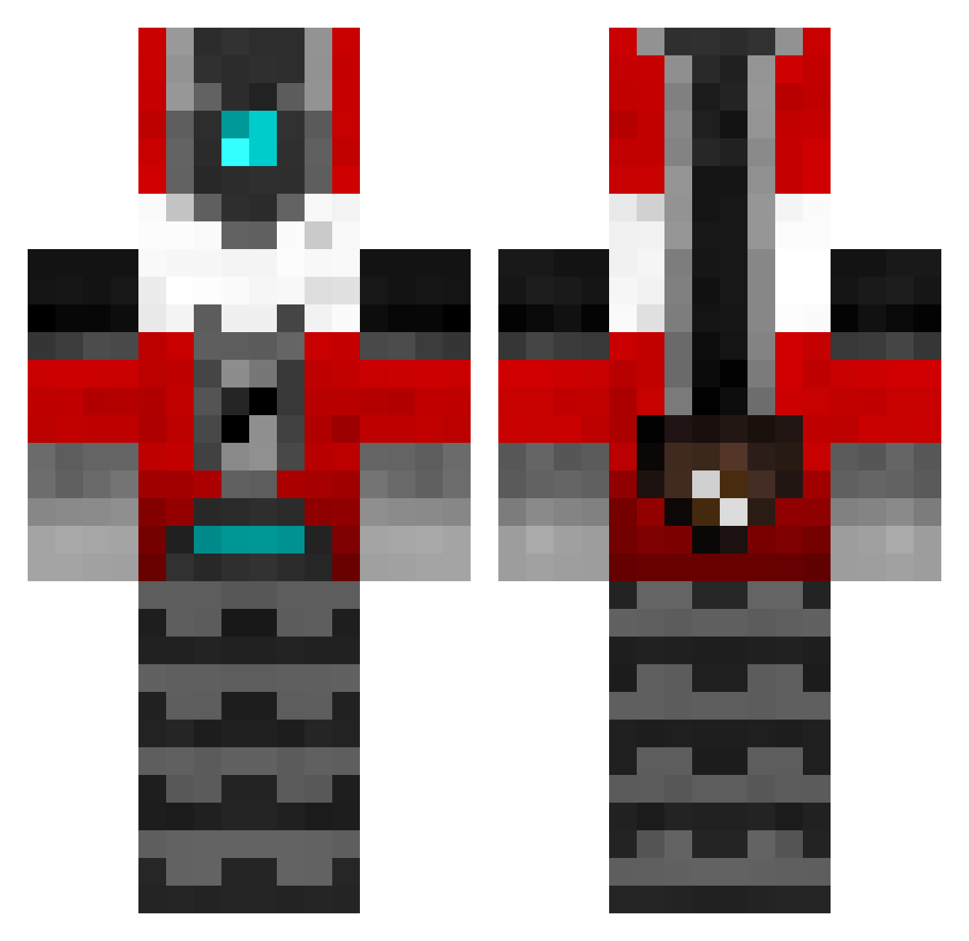 Hurrix Minecraft skin, front and back view