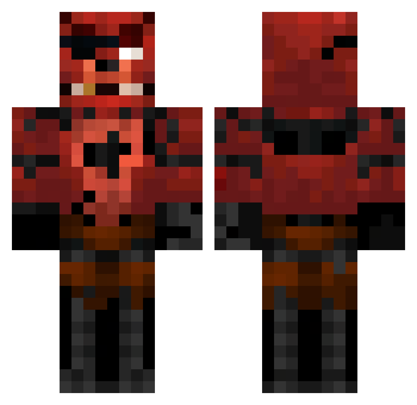 Keybrid Minecraft skin, front and back view