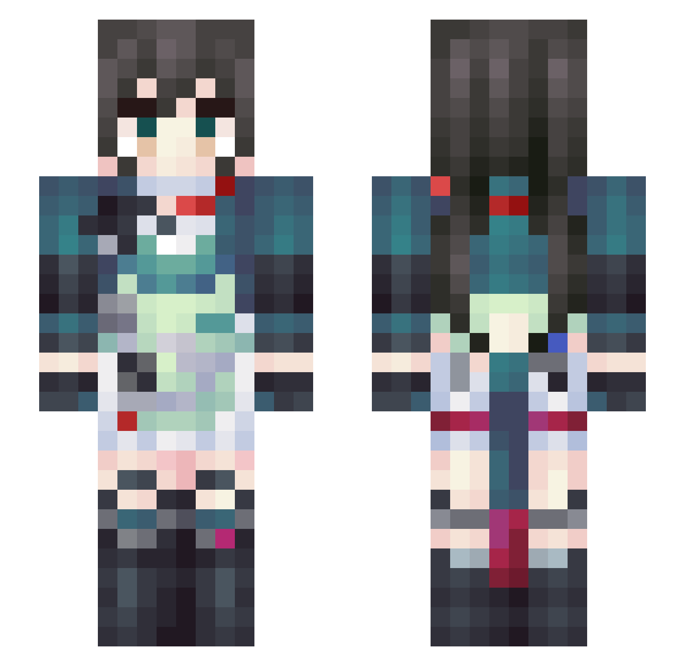 RandomKouhai Minecraft skin, front and back view