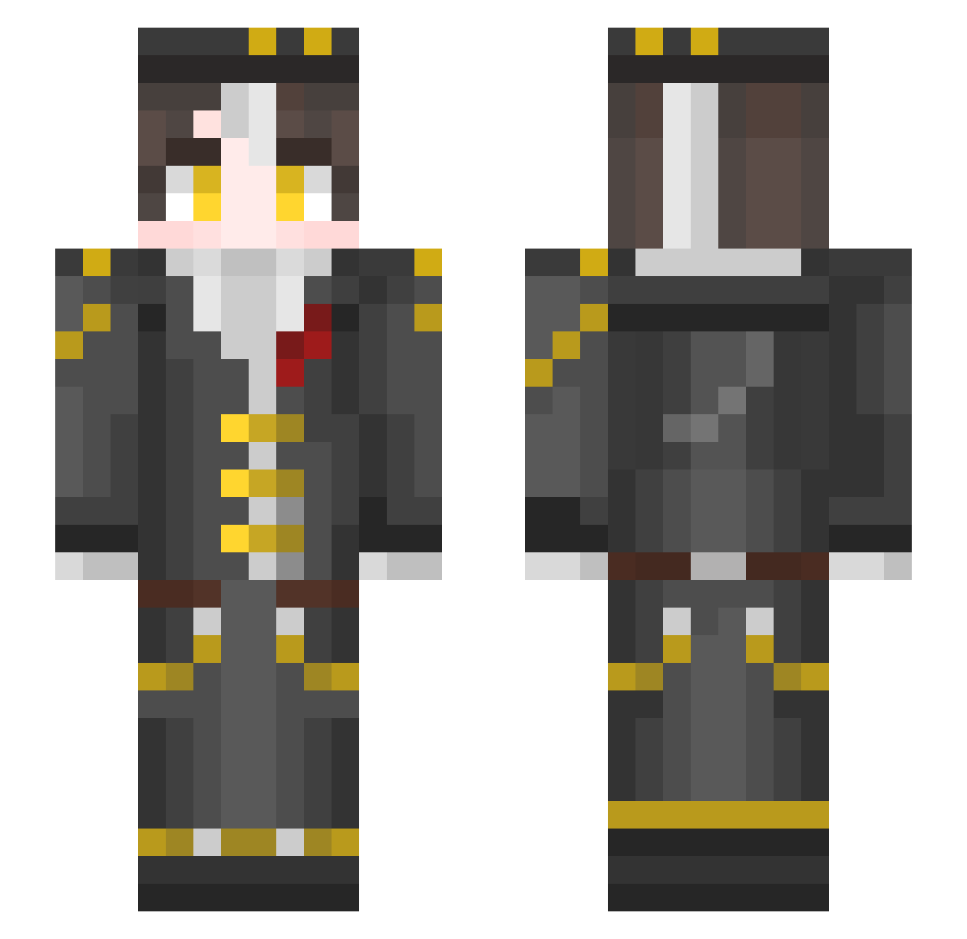 xT_PIP_3A Minecraft skin, front and back view