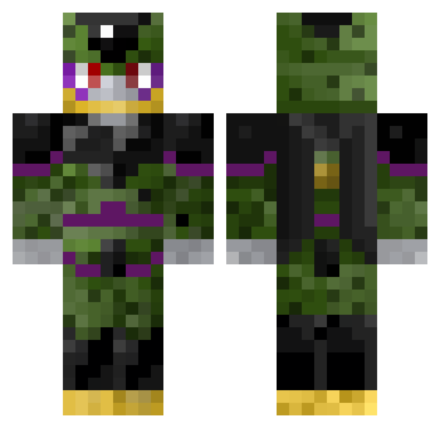 geoponics Minecraft skin, front and back view