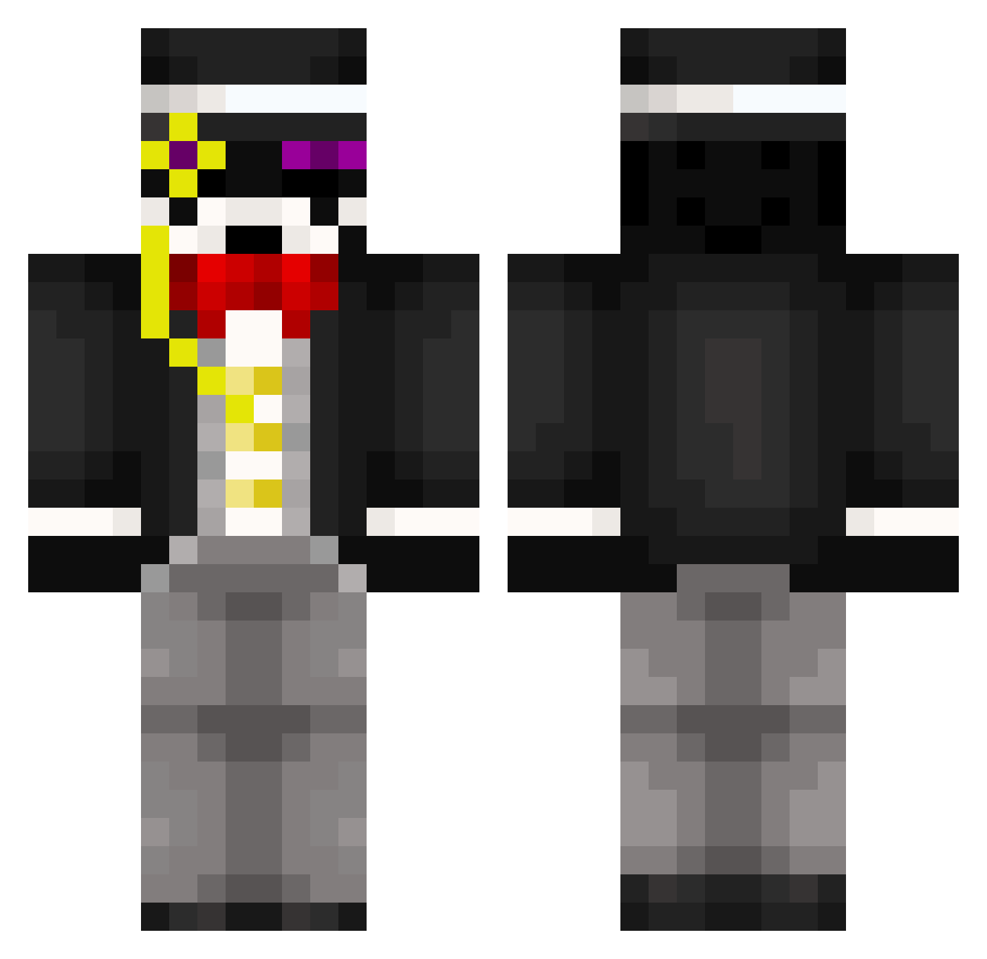 Iratkom Minecraft skin, front and back view