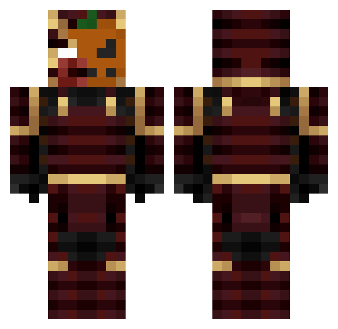 NInjaFFzero Minecraft skin, front and back view