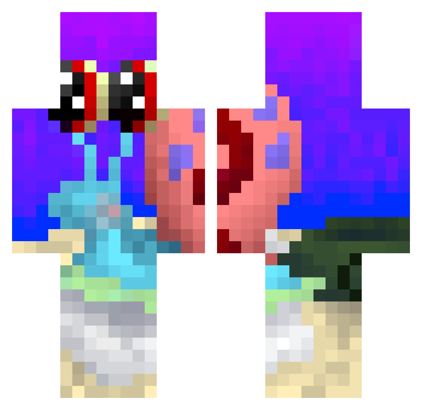 aibqn Minecraft skin, front and back view