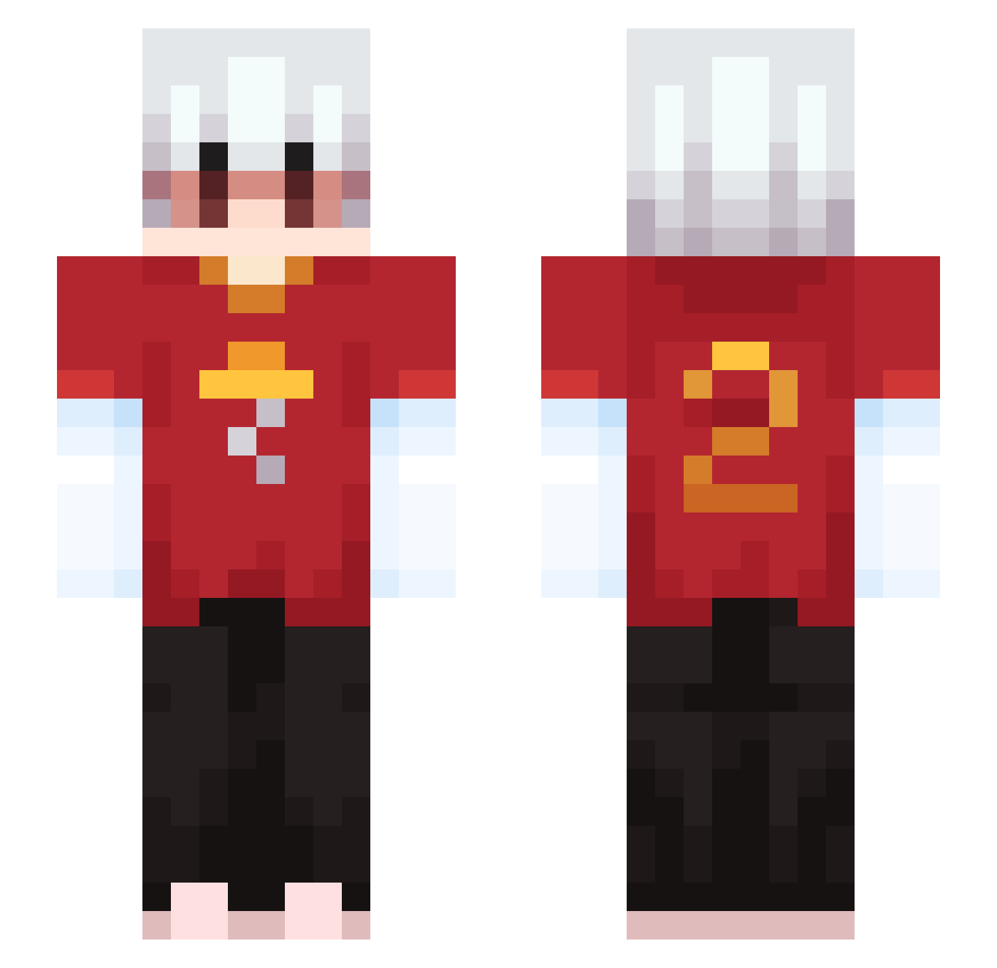 Voltyd Minecraft skin, front and back view