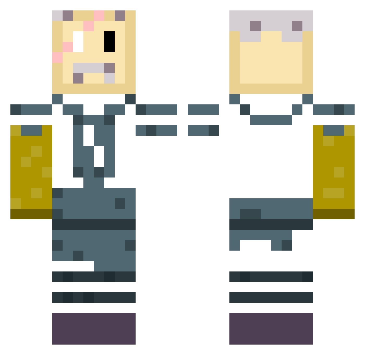 Playboikale Minecraft skin, front and back view