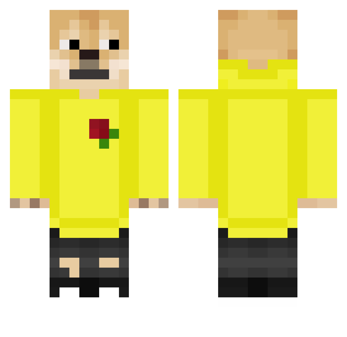 SpocomyKubus Minecraft skin, front and back view
