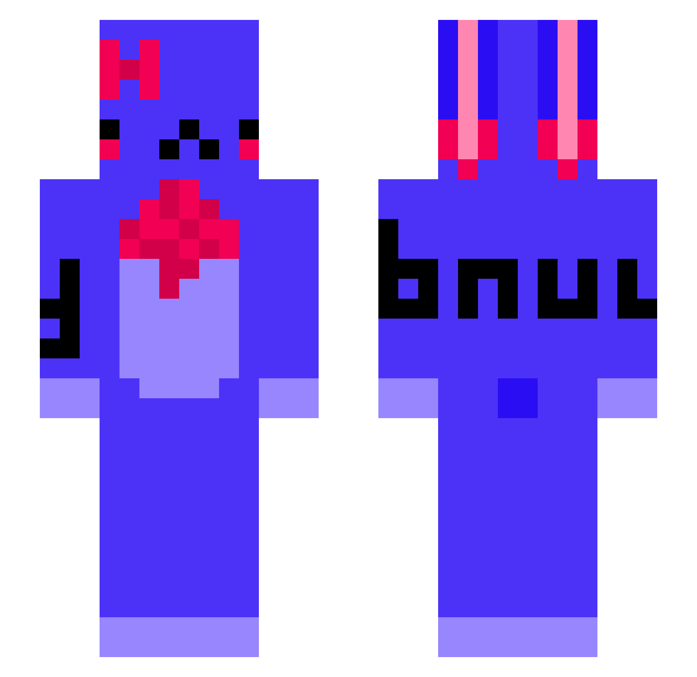 BunniLay Minecraft skin, front and back view
