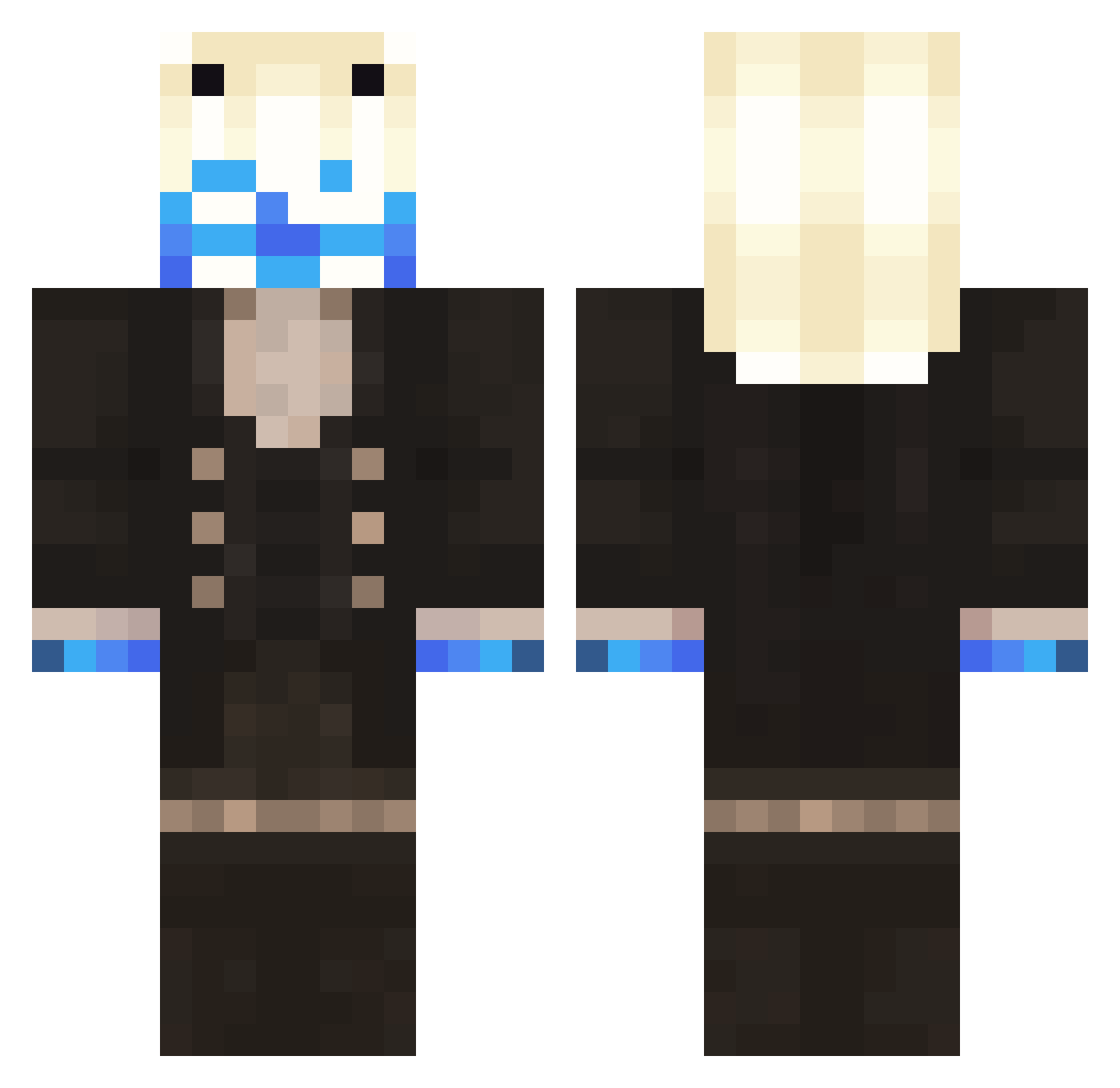 DewieDrop Minecraft skin, front and back view