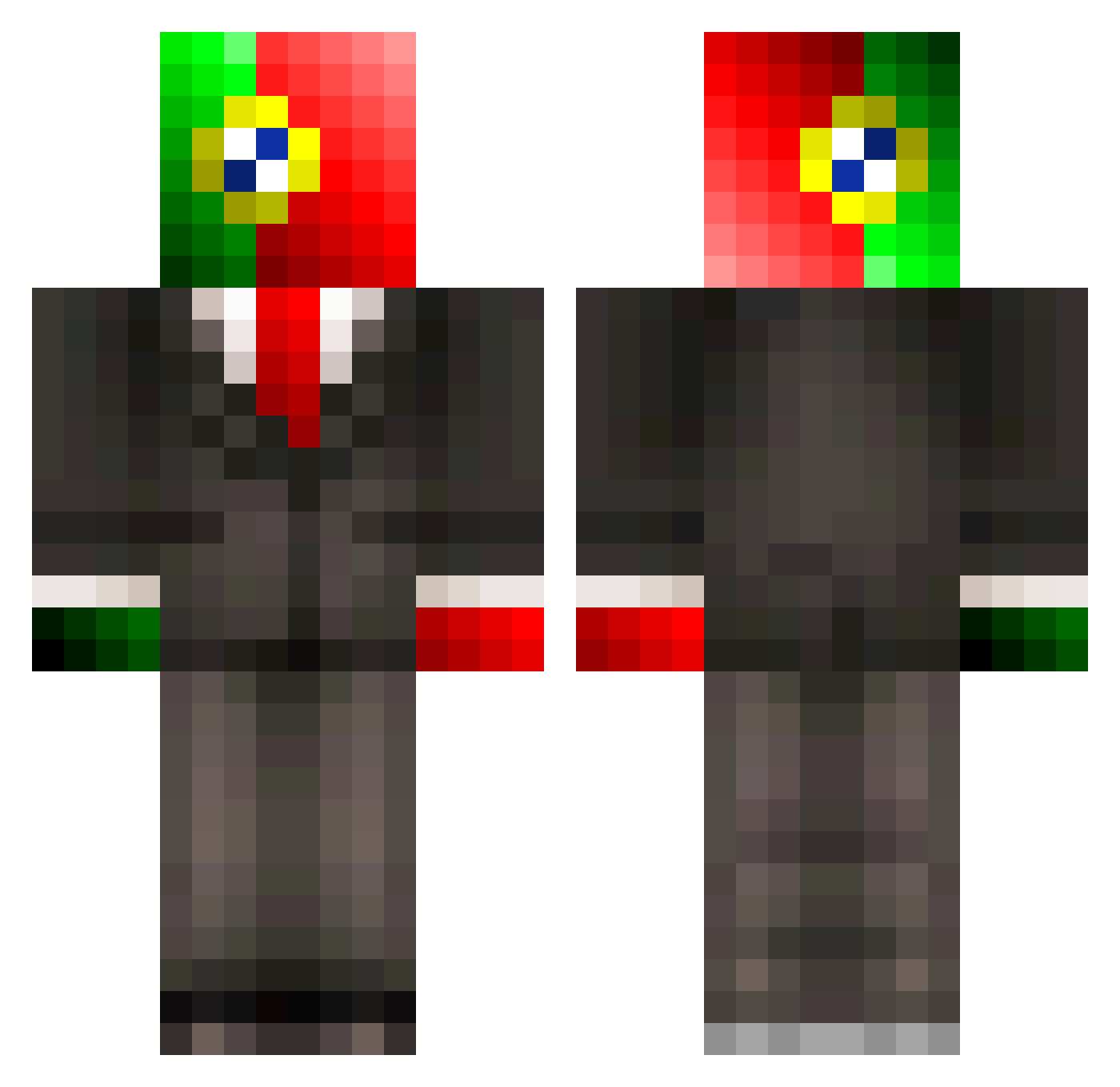 Gp600 Minecraft skin, front and back view