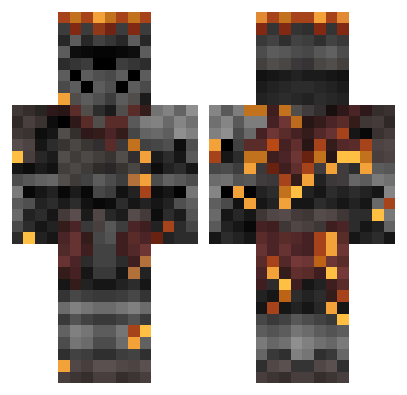 Cazarr Minecraft skin, front and back view