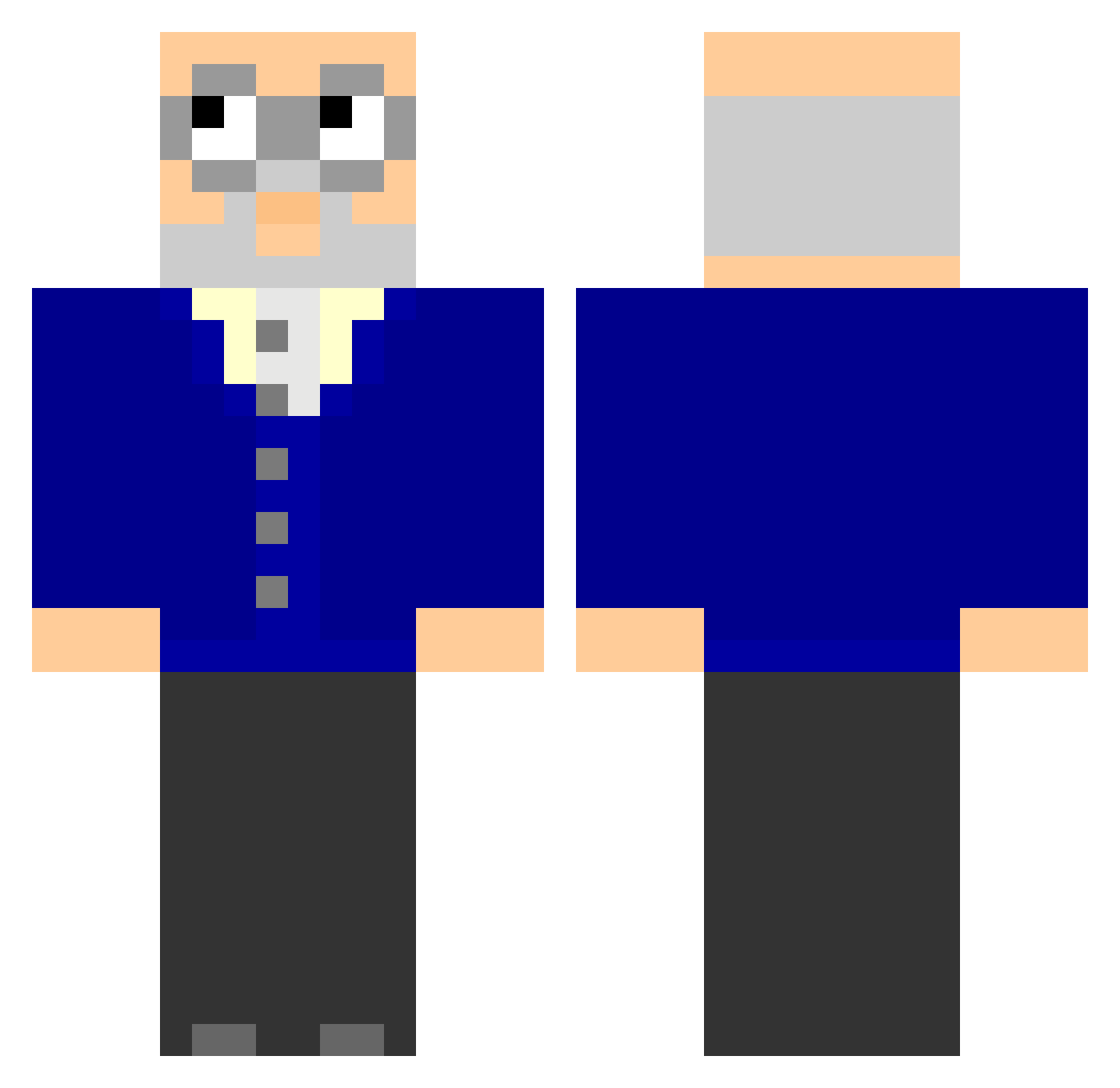 bjameb Minecraft skin, front and back view