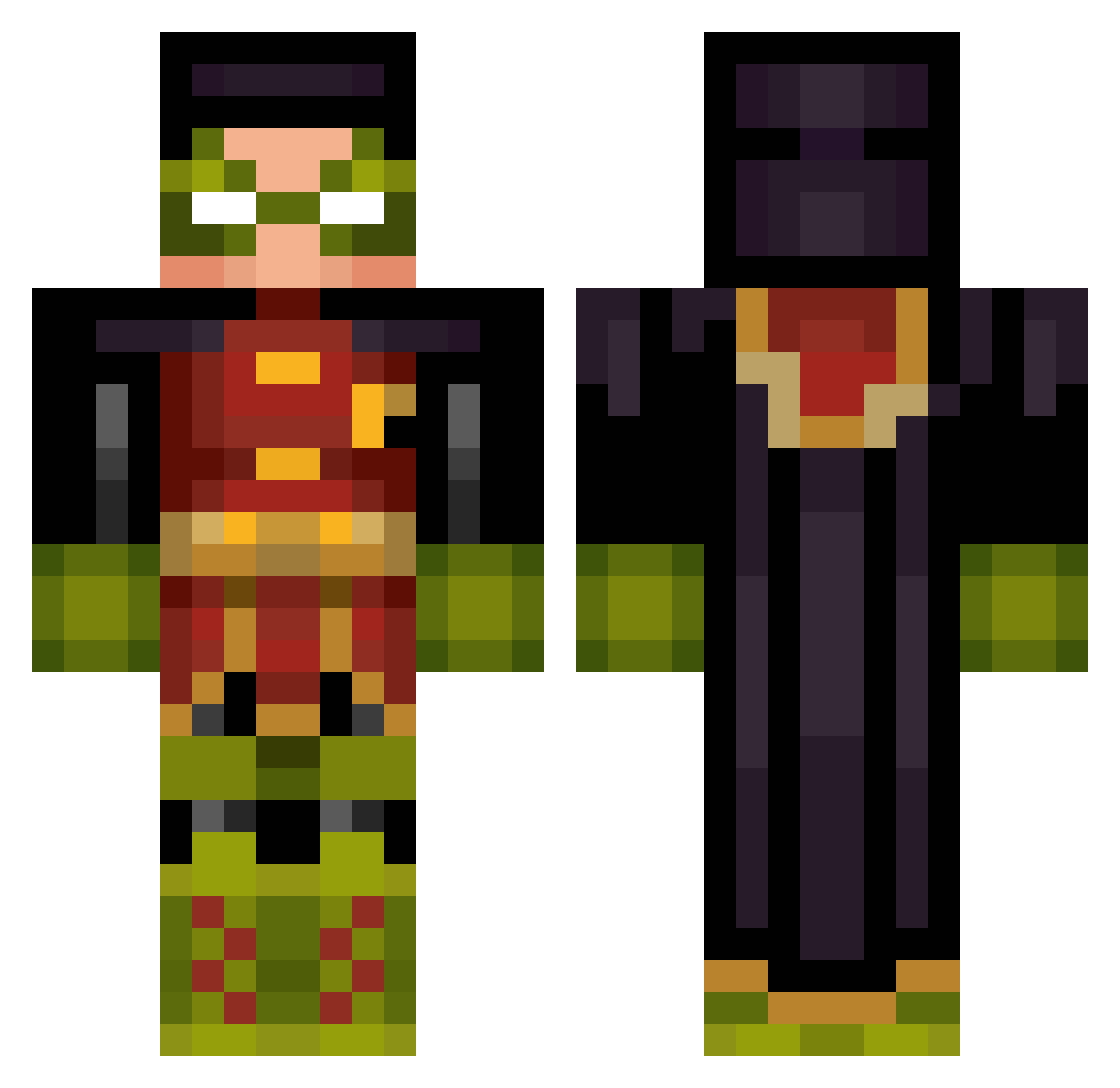 MirayaFromHR Minecraft skin, front and back view