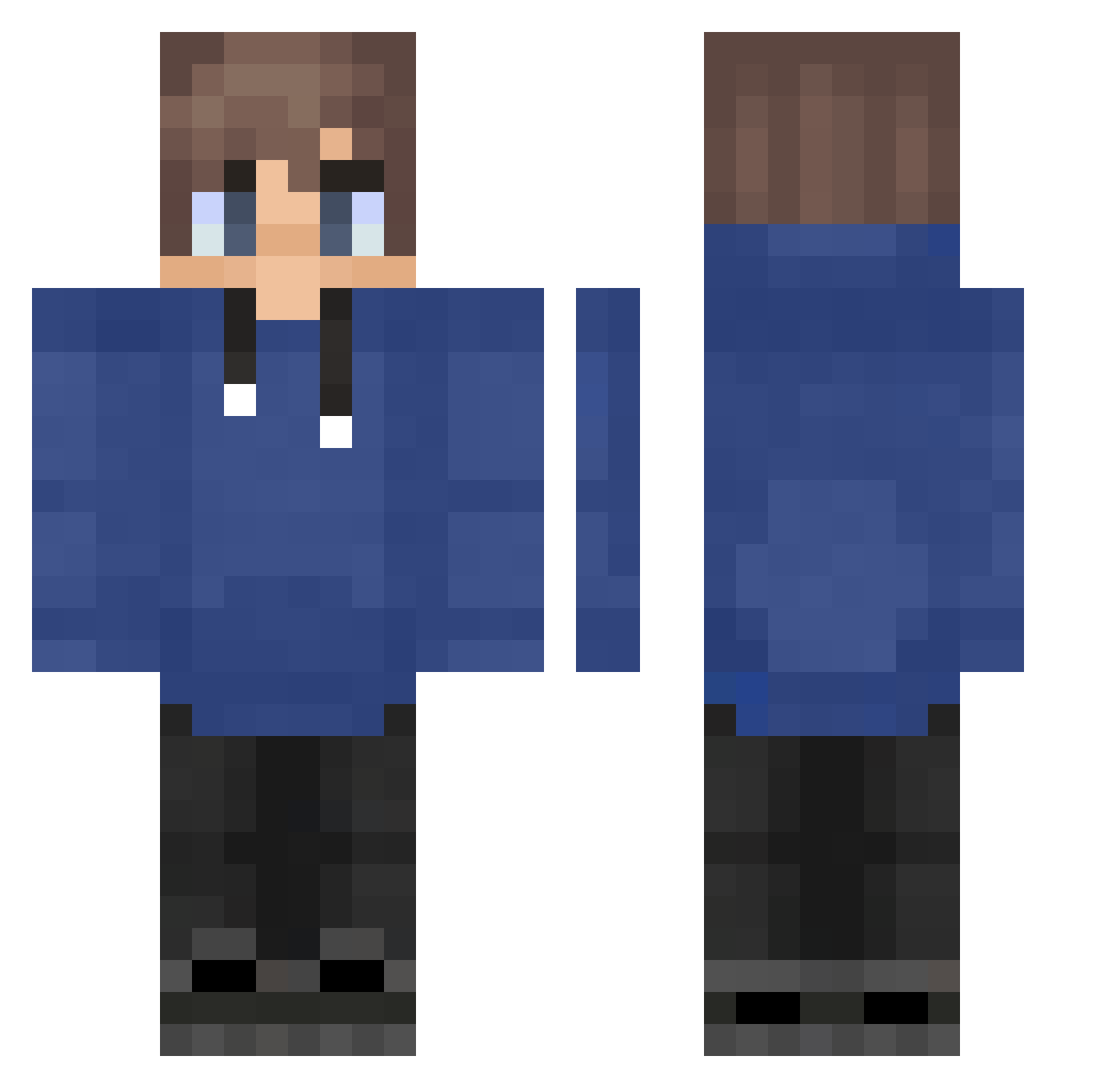 ITsATRAX Minecraft skin, front and back view