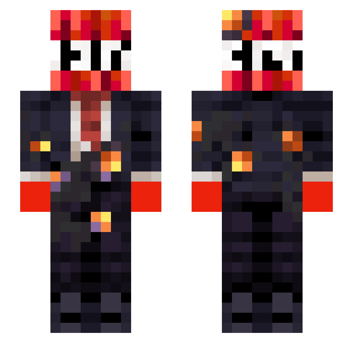 SteadfastGaming Minecraft skin, front and back view