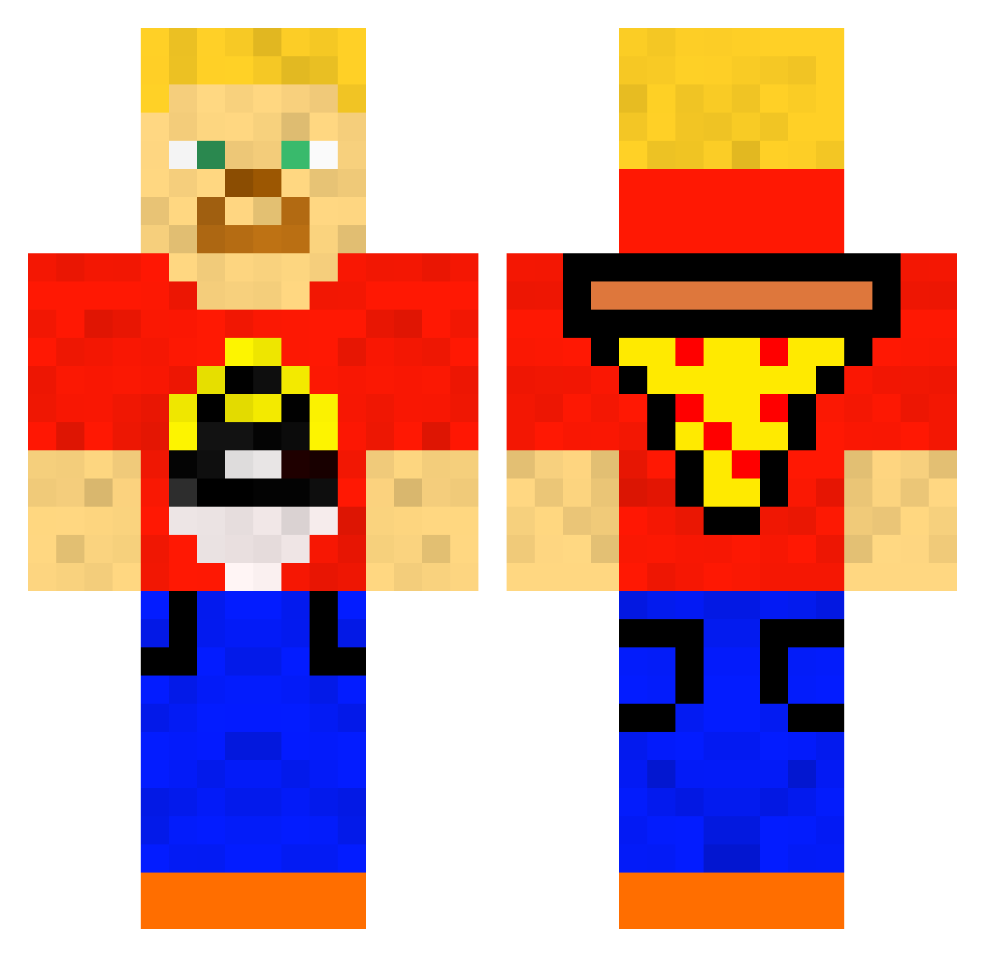 InfernoCarson Minecraft skin, front and back view