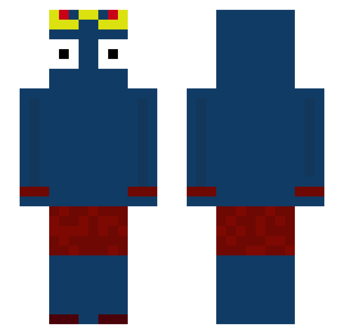 KingPierceXD Minecraft skin, front and back view