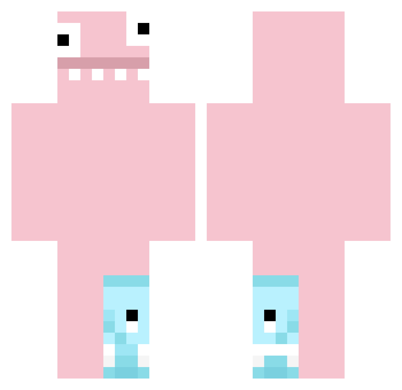 Cinderbluck Minecraft skin, front and back view