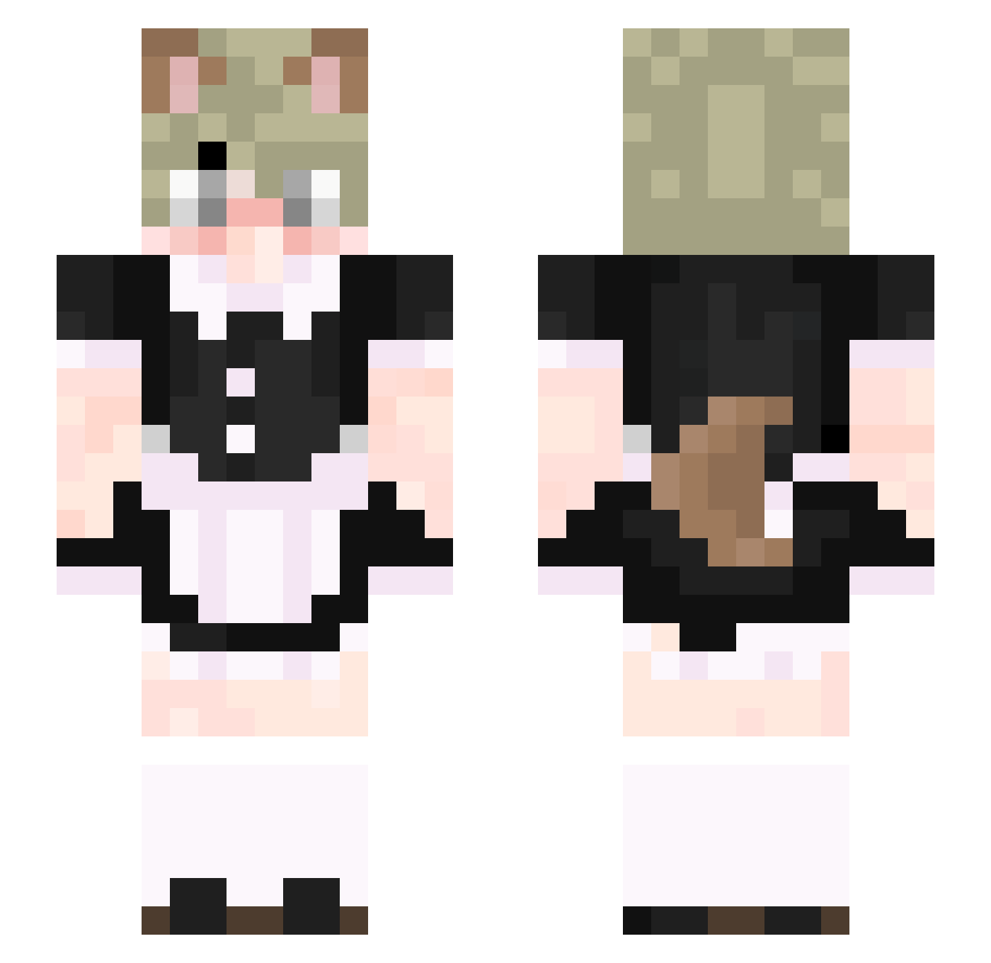 Etowiec Minecraft skin, front and back view