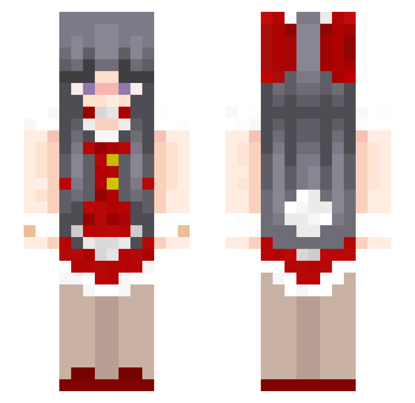 DortHit_4b2a44d6 Minecraft skin, front and back view