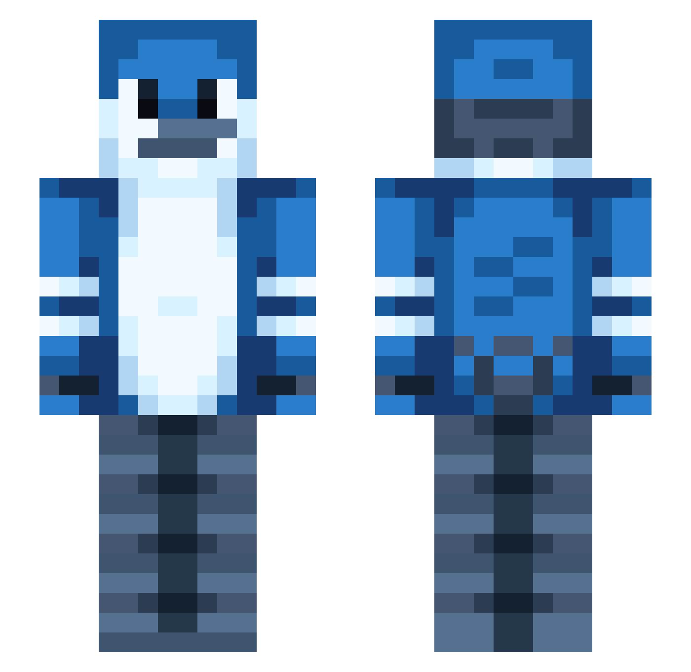 claped_noob Minecraft skin, front and back view