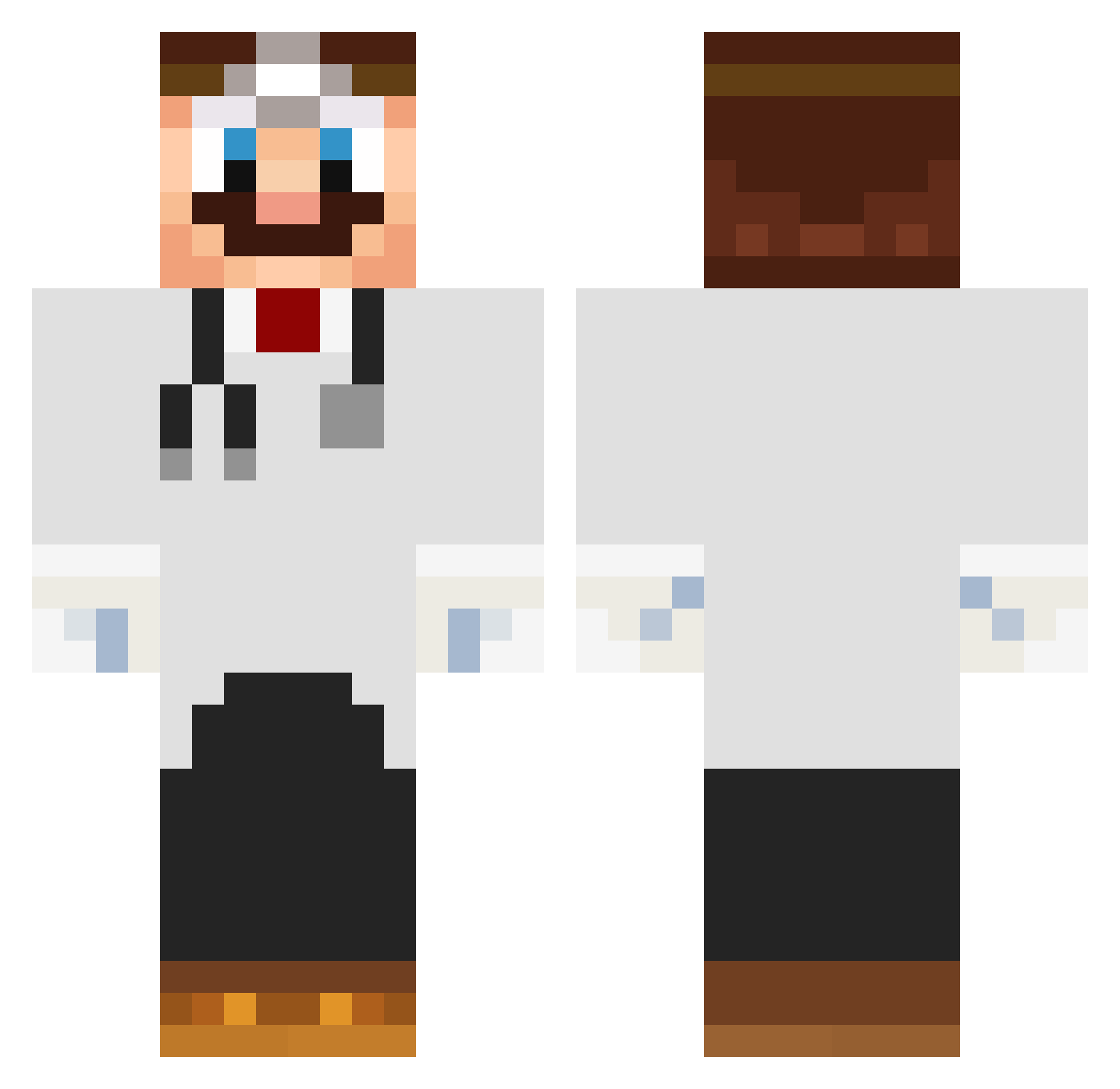 DrMario337 Minecraft skin, front and back view