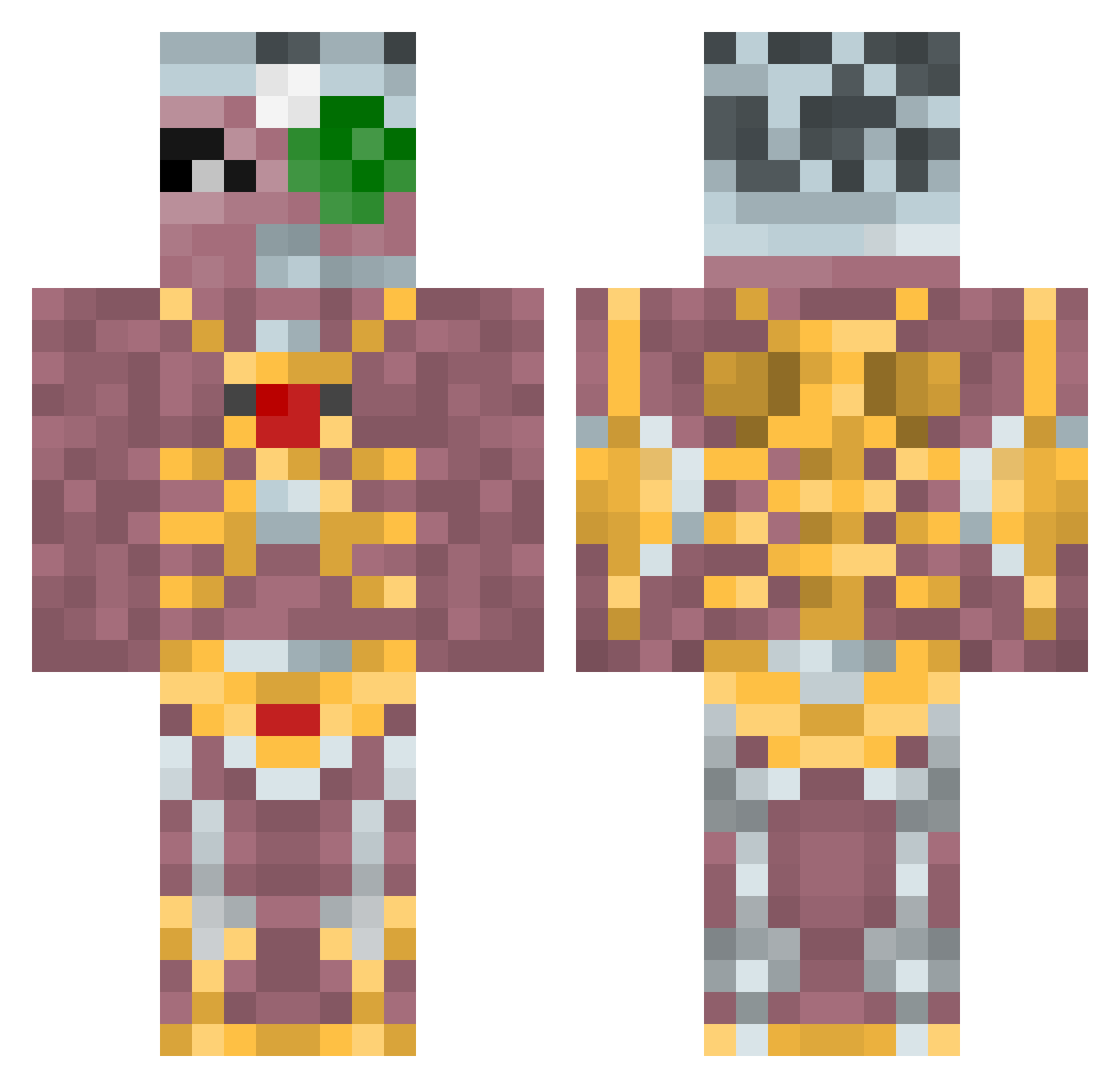 Overacidity Minecraft skin, front and back view