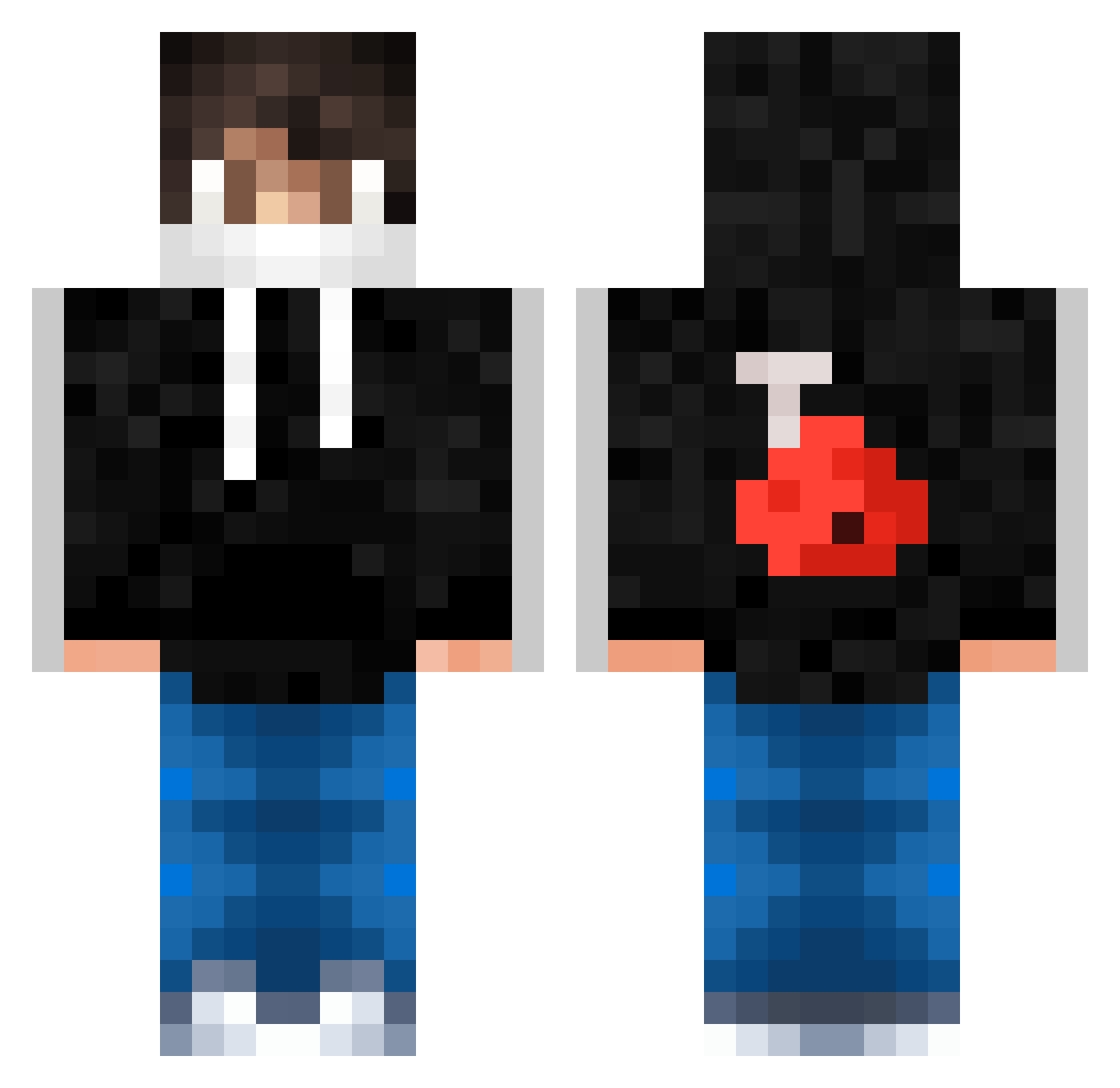 PexOutHax Minecraft skin, front and back view