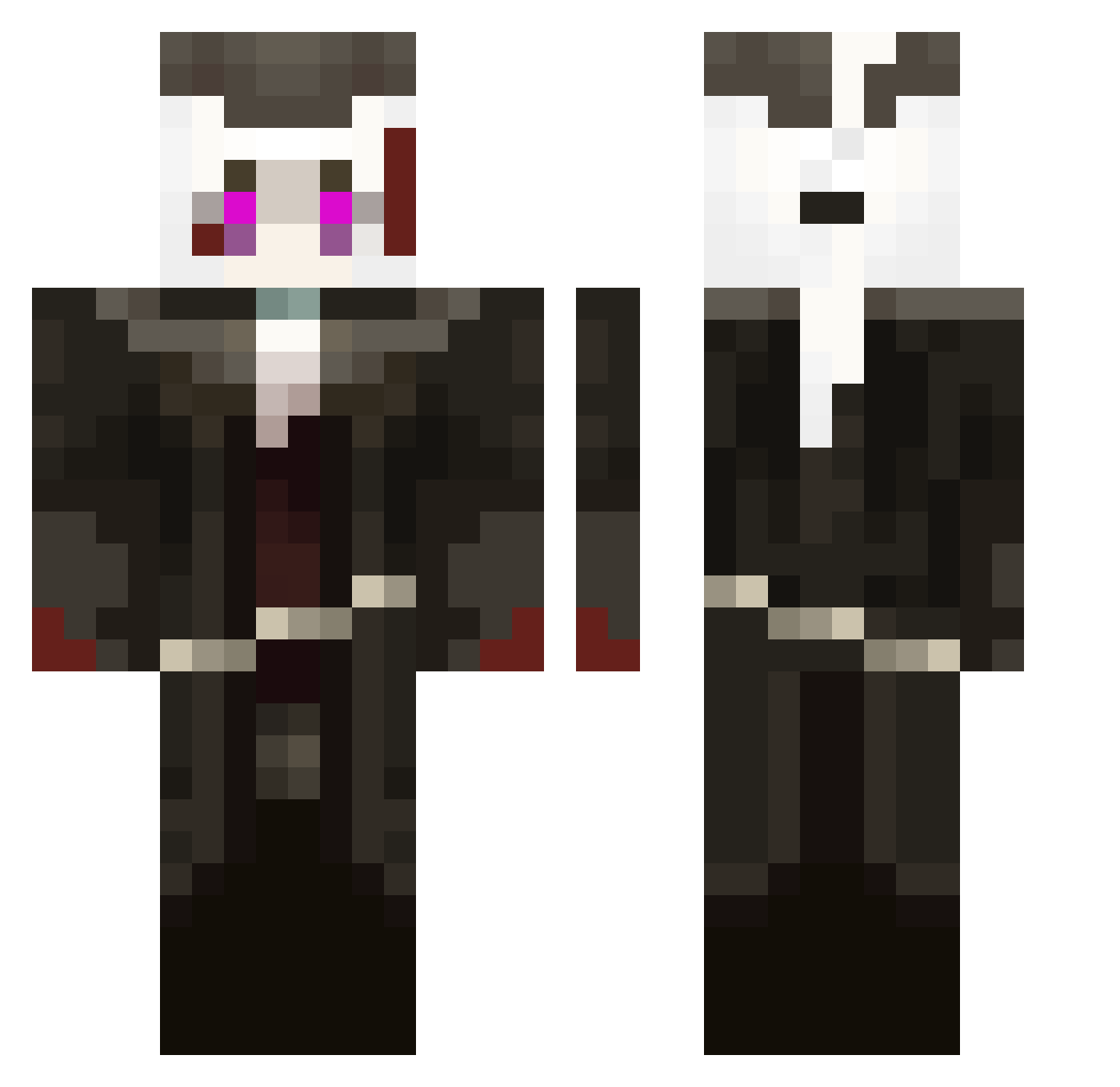 HoloVortex Minecraft skin, front and back view
