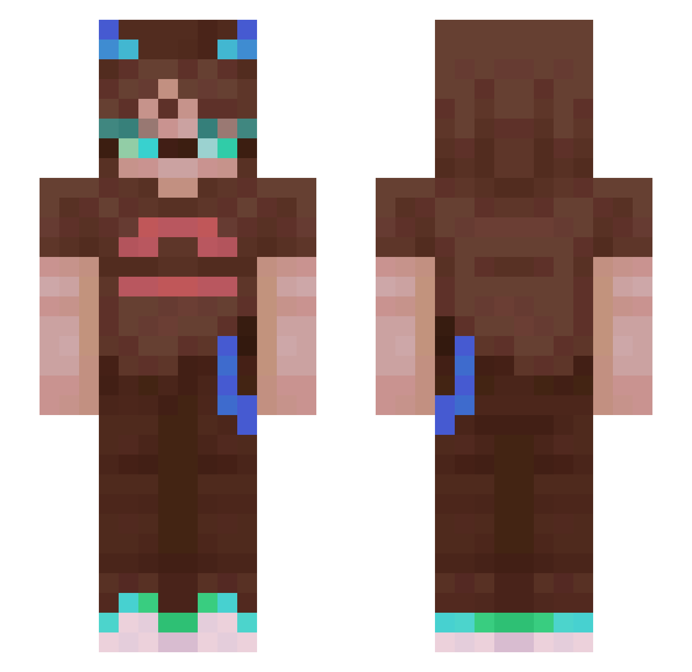 NewI3ie Minecraft skin, front and back view