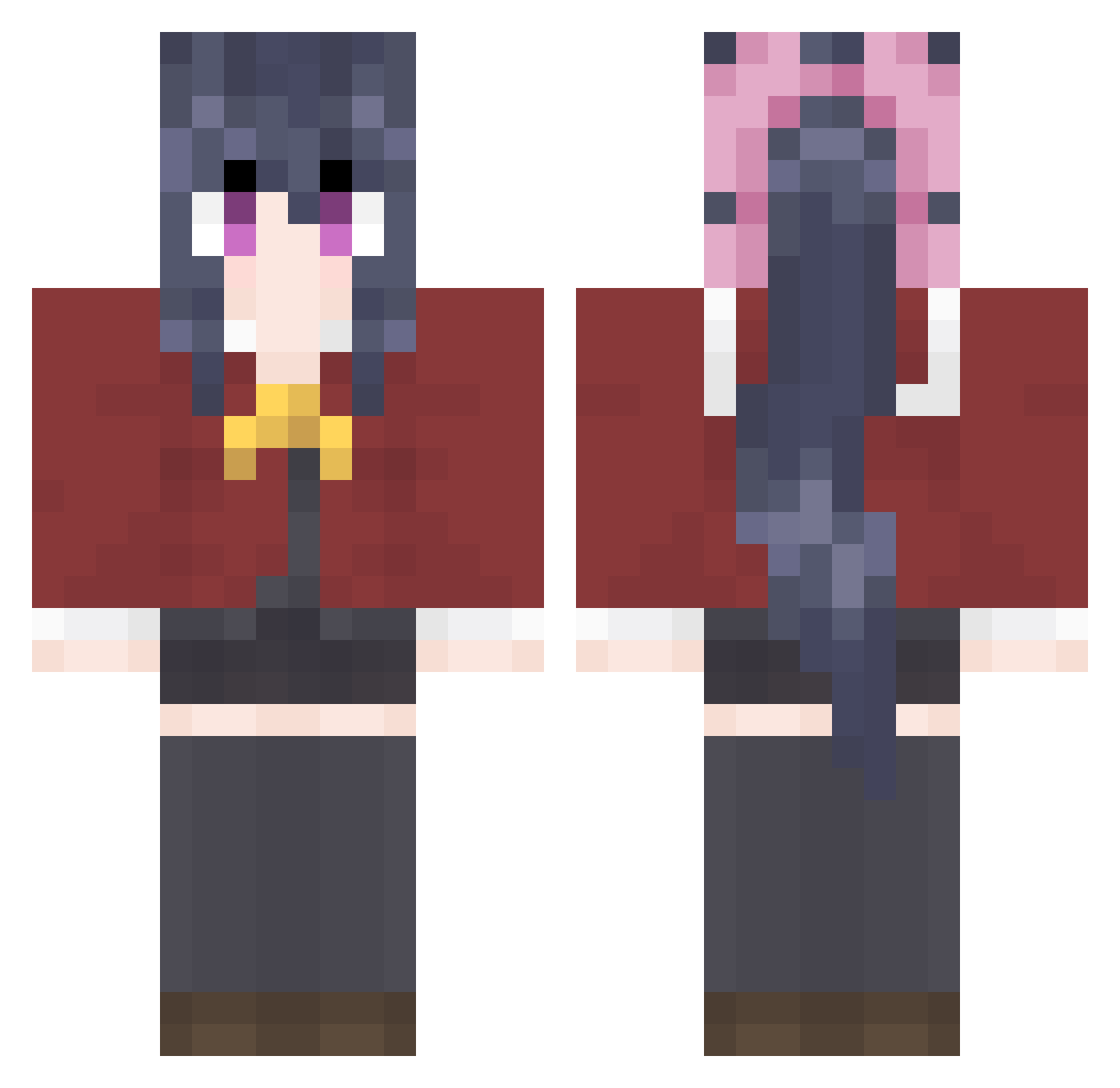 vwq Minecraft skin, front and back view