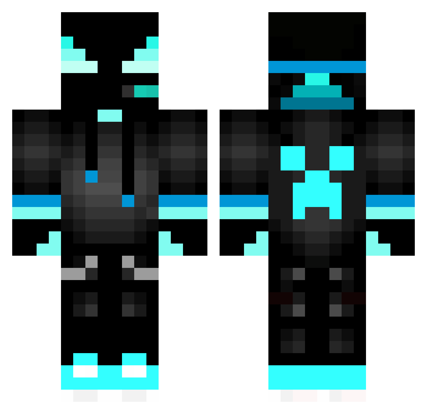 Hydroblack Minecraft skin, front and back view