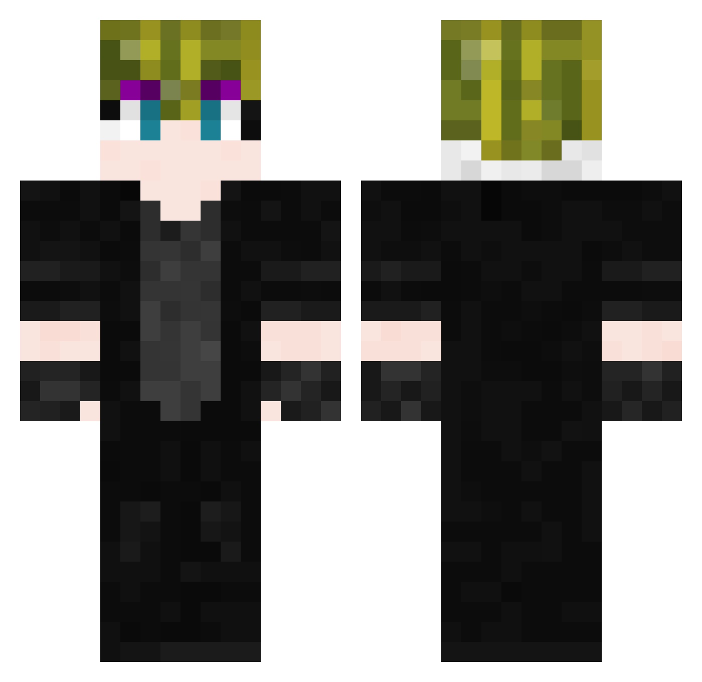 Silverly Minecraft skin, front and back view