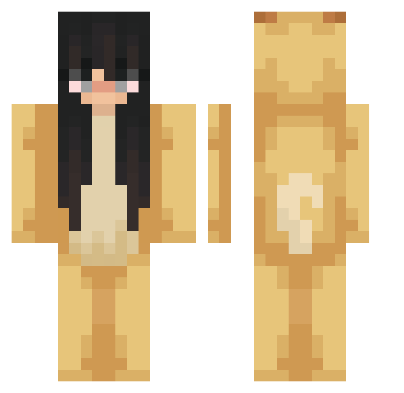 Monolatry Minecraft skin, front and back view